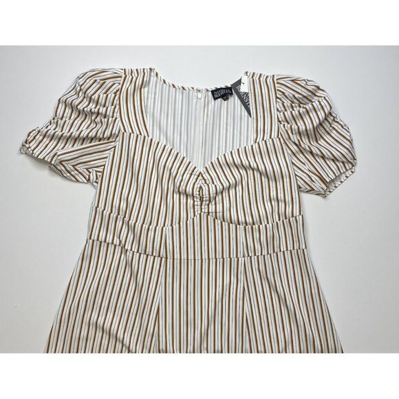 Danielle Bernstein Brown Black Stripe Midi Slit Dress Sweetheart sz 18W NEW - Picture 3 of 8